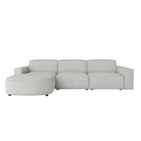 ECKSOFA Cursal Round L-Form, Stoff Artico, Cement, Links - Grau, Holz (284/166cm) - Kaiser Möbel