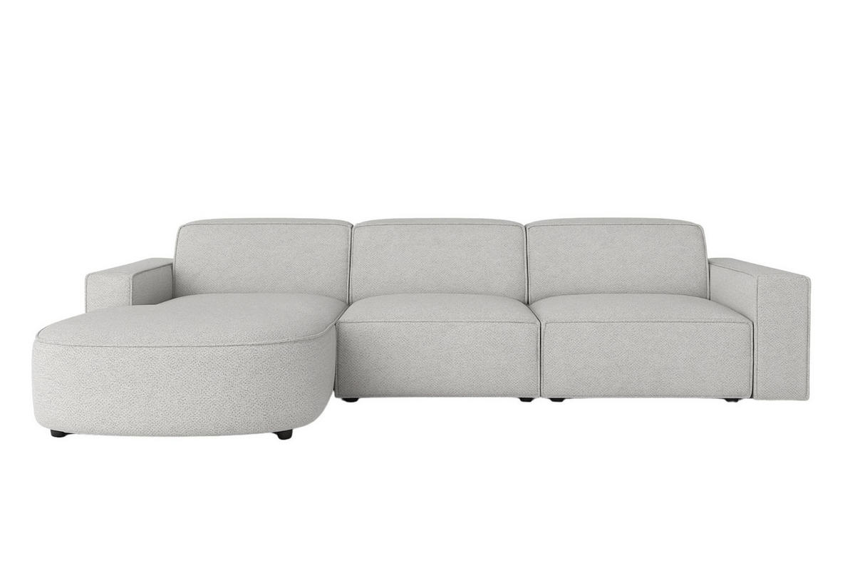 ECKSOFA Cursal Round L-Form, Stoff Artico, Cement, Links - Grau, Holz (284/166cm) - Kaiser Möbel