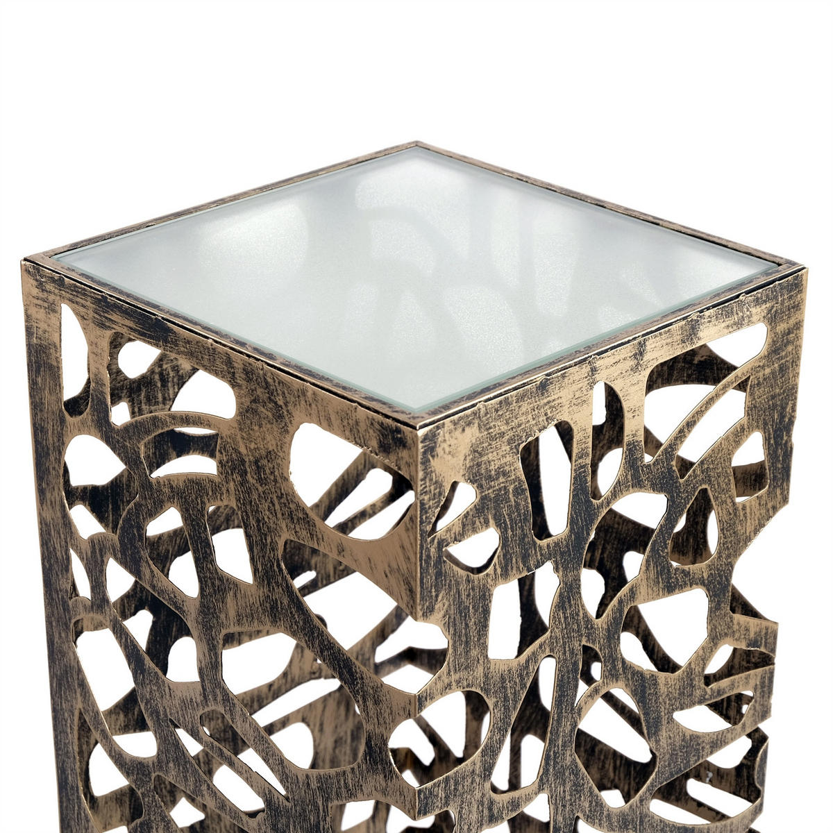 SÄULE Enza Grande Metall antik-silber - Goldfarben, Metall (27/27/100cm) - DESIGN DELIGHTS