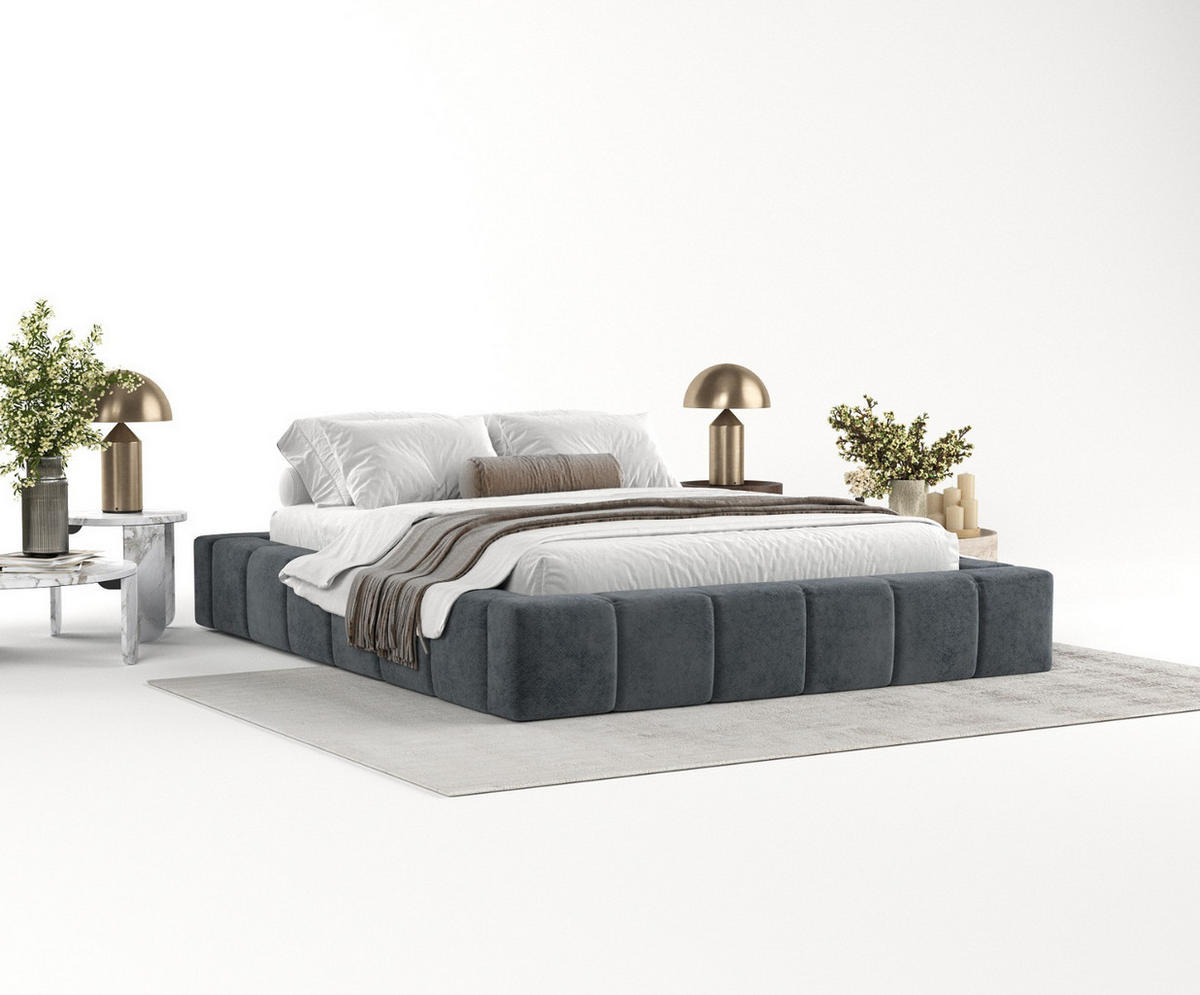 POLSTERBETT Kea mit Stauraum 200/200 cm Anthrazit im Terra NW Stoff - Anthrazit/Schwarz, Holz/Holzwerkstoff (200/200cm) - AltaBeds