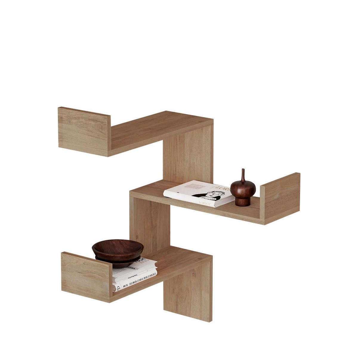 WAND-ECKREGAL aus Holz, L60cm - Lucia - Klares Holz - Eschefarben, Holz (60/60/90cm) - Drawer