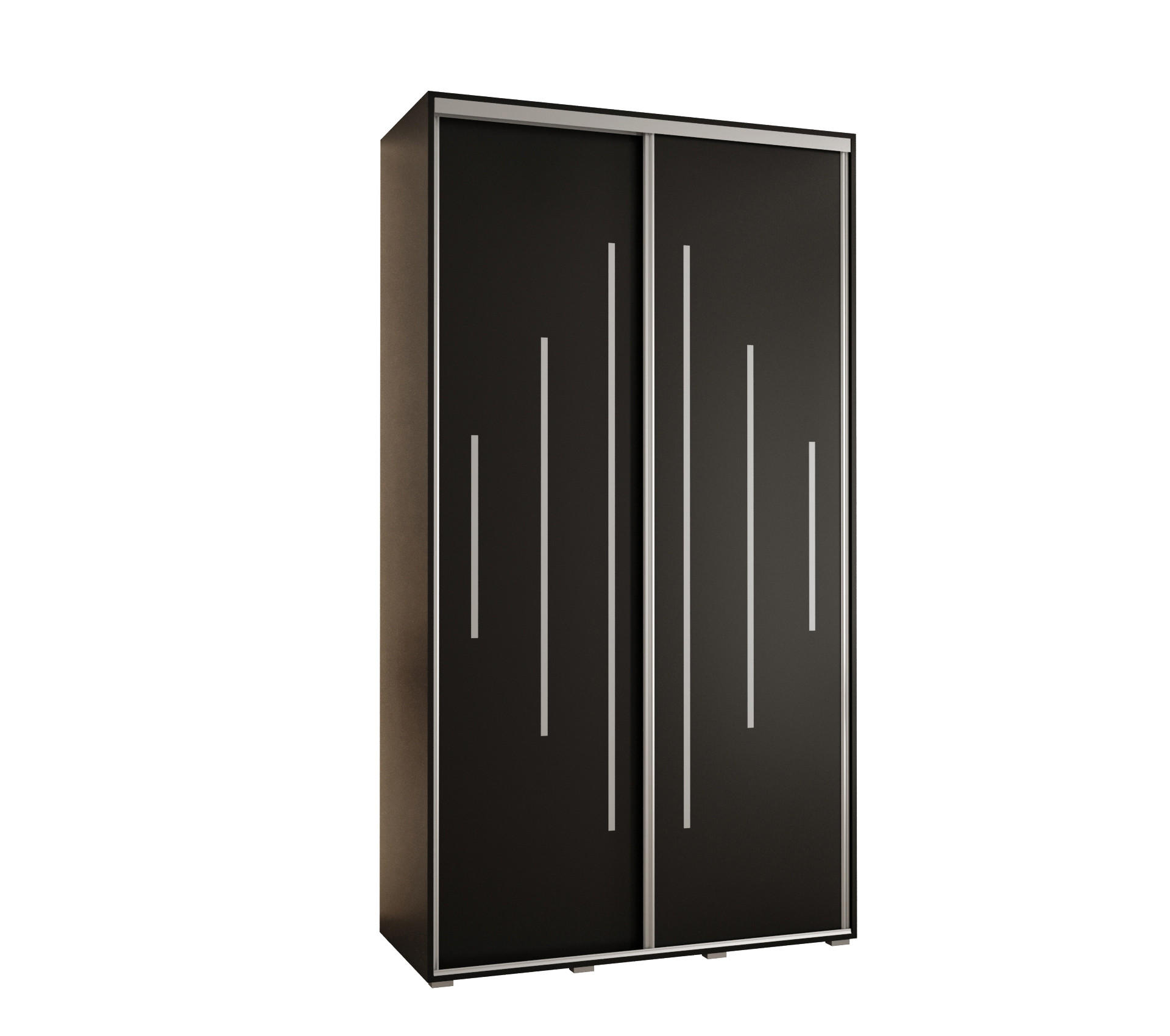 Abiks Möbel Schwebetürenschrank Schwarz, Schwarz, Silber 140x235x45 cm