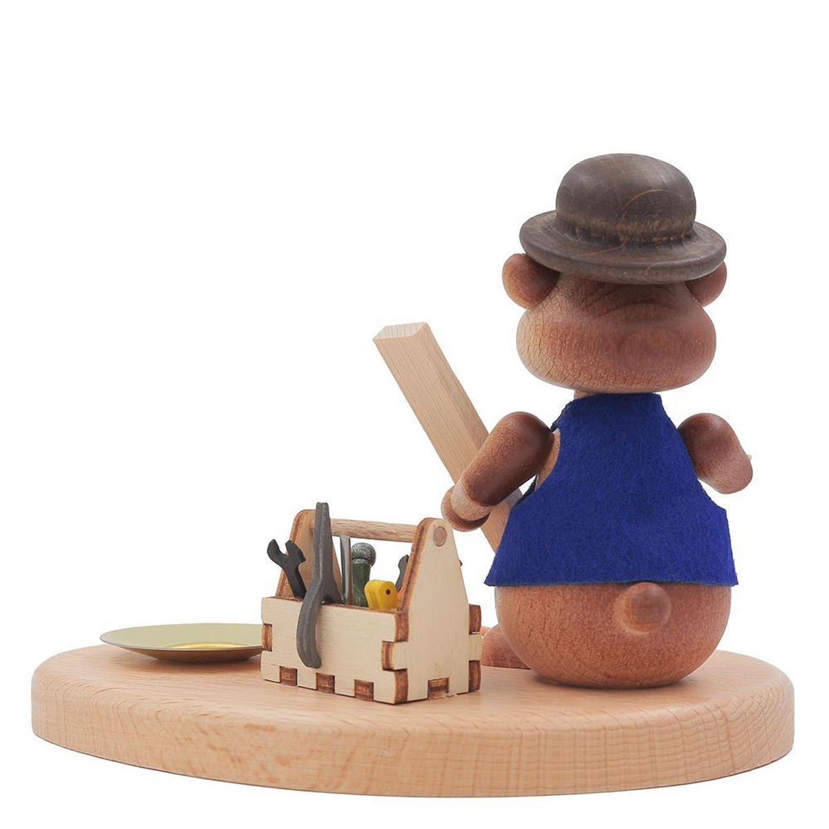 HOLZFIGUR Hamster Handwerker mit Kerzenhalter 11 cm - Multicolor, Metall (14/1/0.1cm)