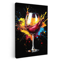 LEINWANDBILD Wein - Glas - Graffiti - Getränk - Rot - Farbe 40x60 cm - Weinrot, Textil (40/60cm) - MuchoWow