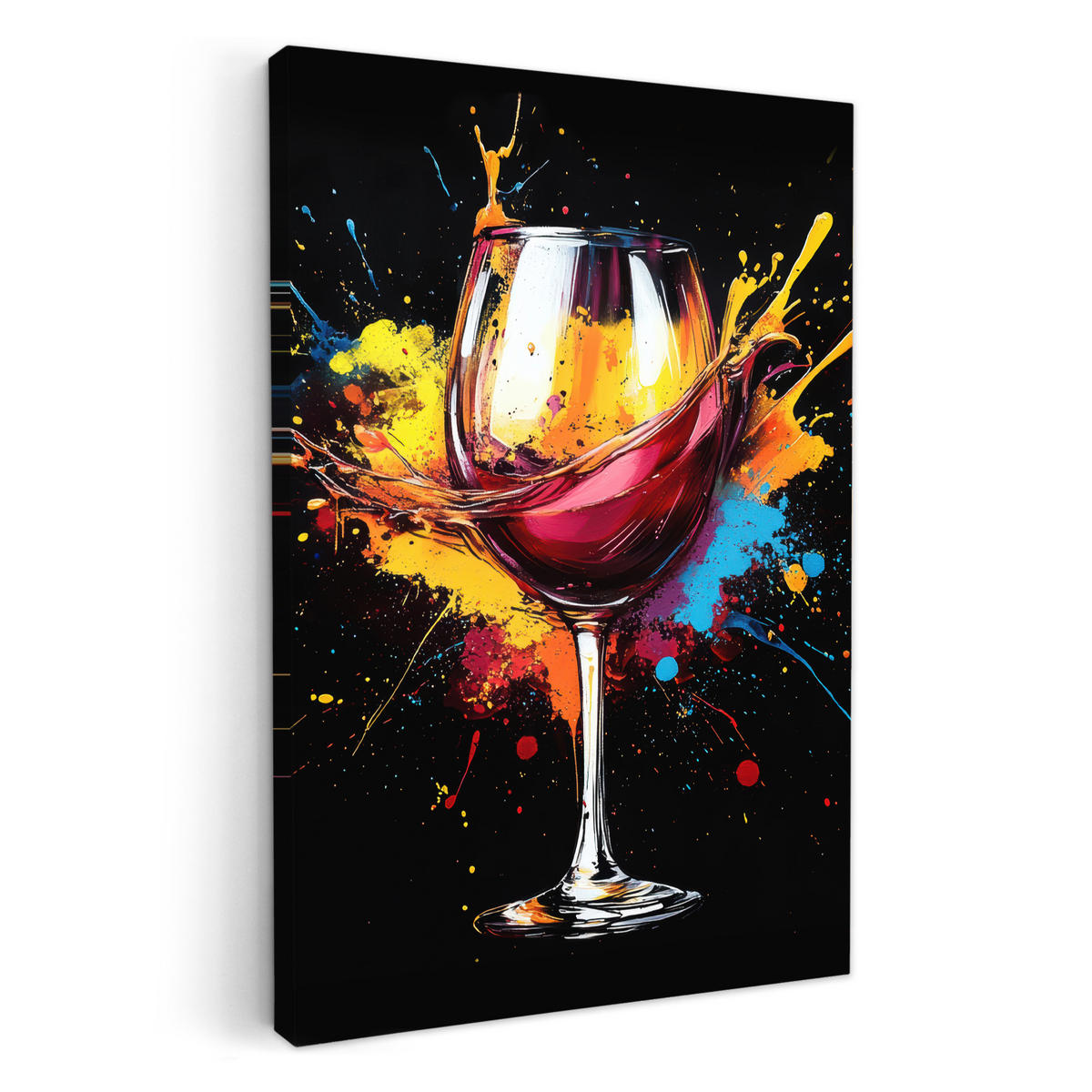 LEINWANDBILD Wein - Glas - Graffiti - Getränk - Rot - Farbe 40x60 cm - Weinrot, Textil (40/60cm) - MuchoWow