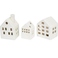 LED-HÄUSCHEN 3er-Set Scandi - Weiß, Keramik (7.5/13.8/9.7cm) - Home Styling Collection