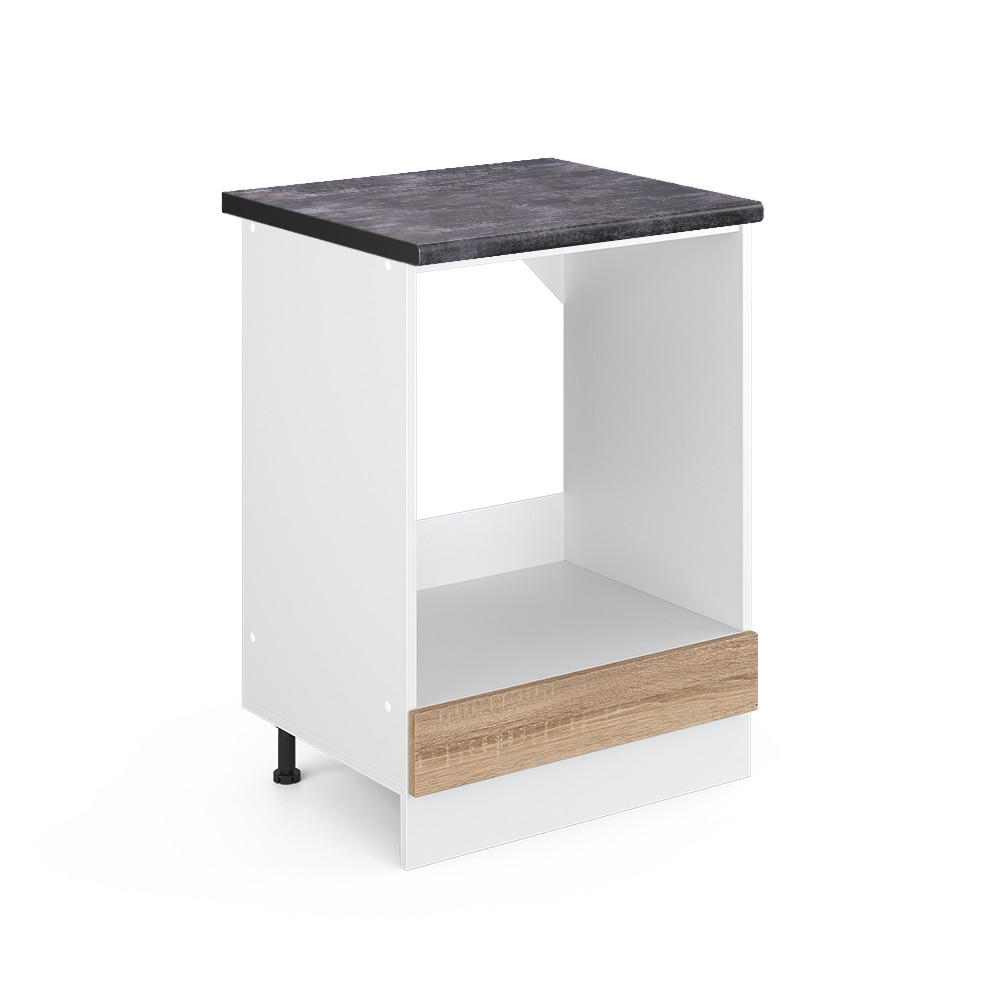 HERDUMBAUSCHRANK R-Line Sonoma 60 cm, AP Anthrazit - Weiß/Sonoma Eiche, Holzwerkstoff (60/81.6/60cm) - Vicco