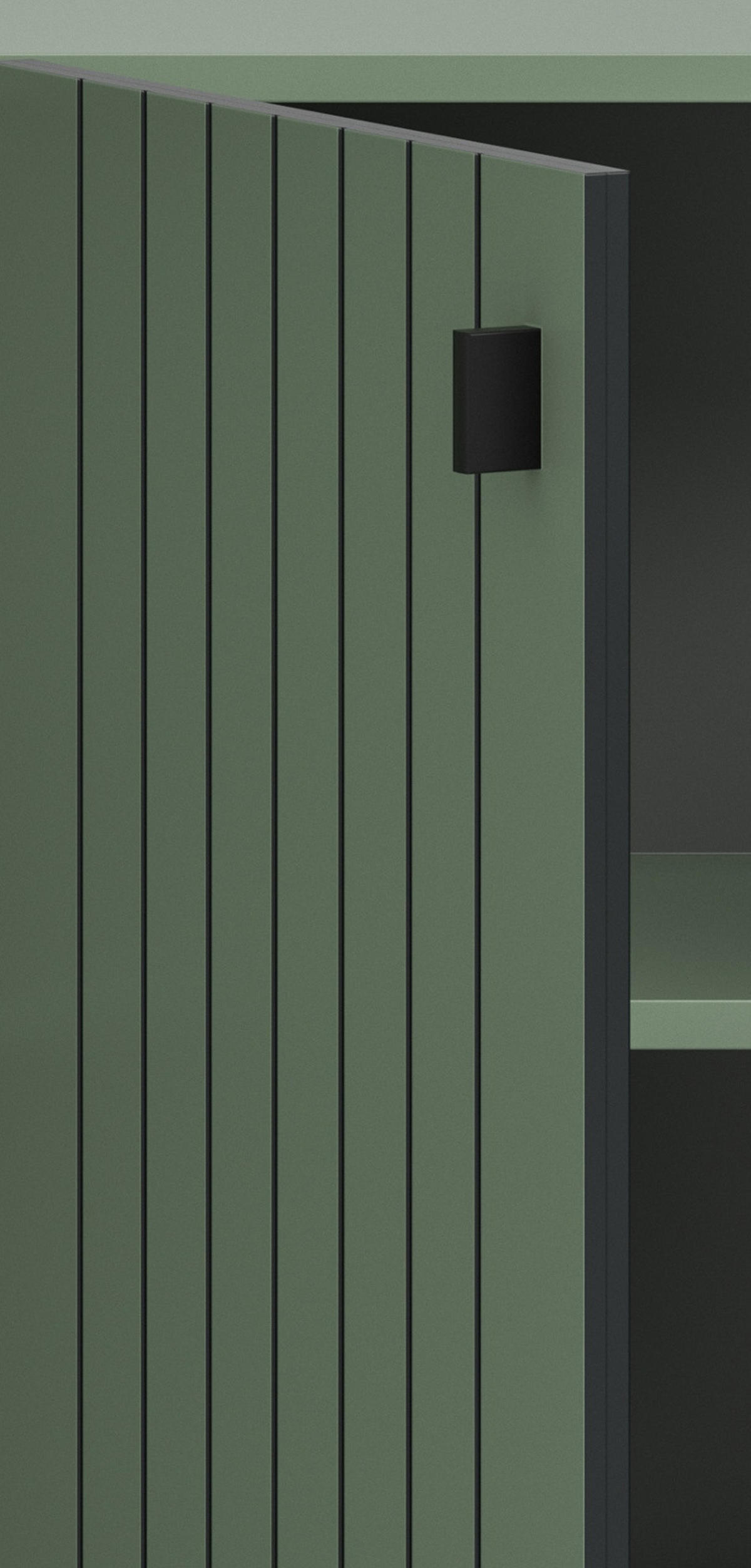 SCHUHSCHRANK grün, Flurschrank 40 x 192 cm, Türanschlag wechselbar - Schwarz/Grün, Holzwerkstoff/Kunststoff (40/192/37cm) - Inn.Furn