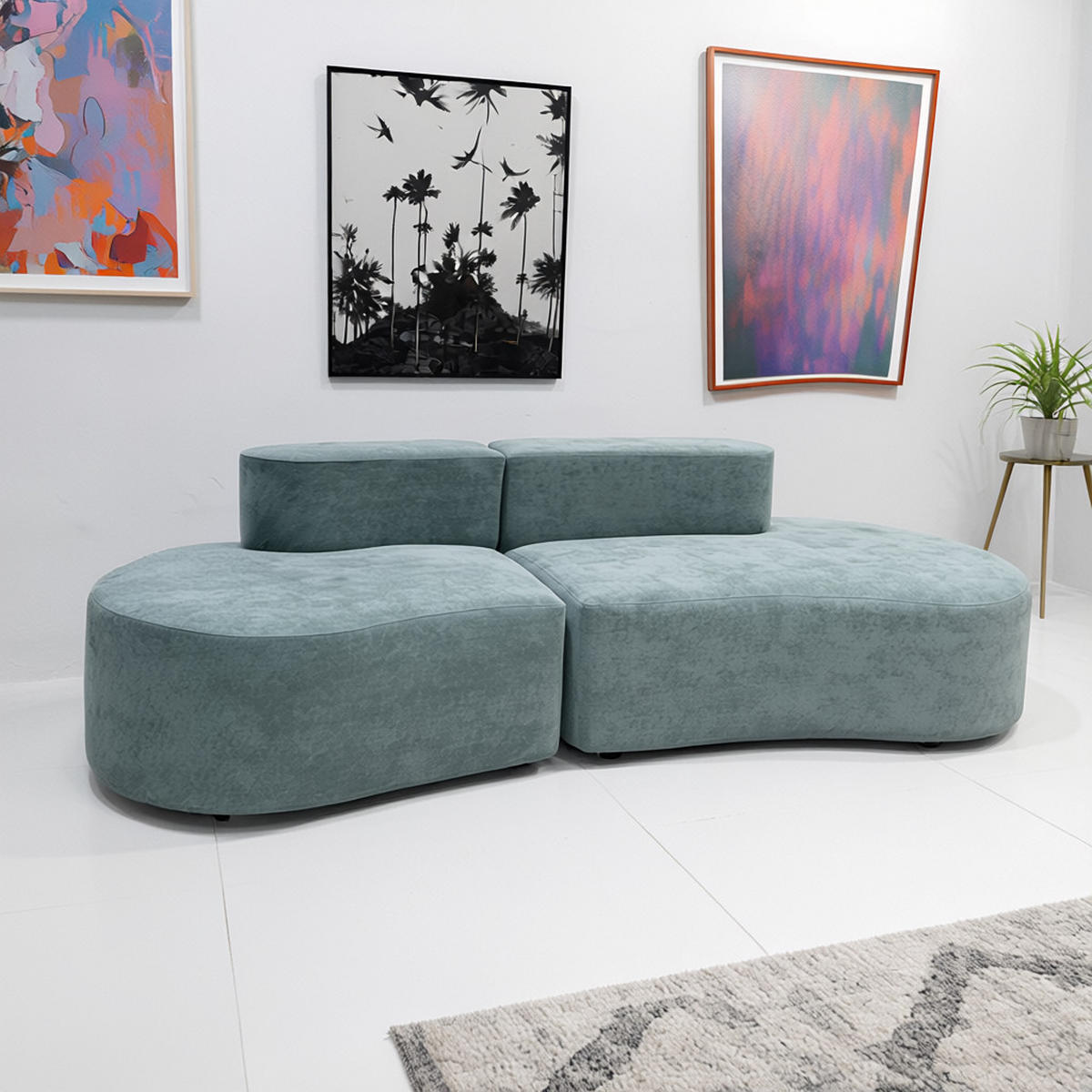 SOFA Lounge Salbei 2-Sitzer - Salbeigrün, Textil (240/75/102cm) - COCO Living