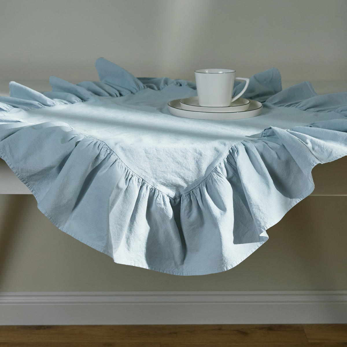 FESTE KLEINE TISCHDECKE Falbines - Hellblau, Textil (80/80/1cm) - home&you