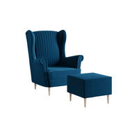OHRENSESSEL - Sessel Comfy mit Hocker - Blau - Blau, Holzwerkstoff (83/103/95cm) - Möblo