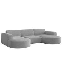 ECKSOFA Designer, Sofa U Form MODENA Stoff Loop Grau - Grau, Holz/Textil (299/165cm) - Kaiser Möbel