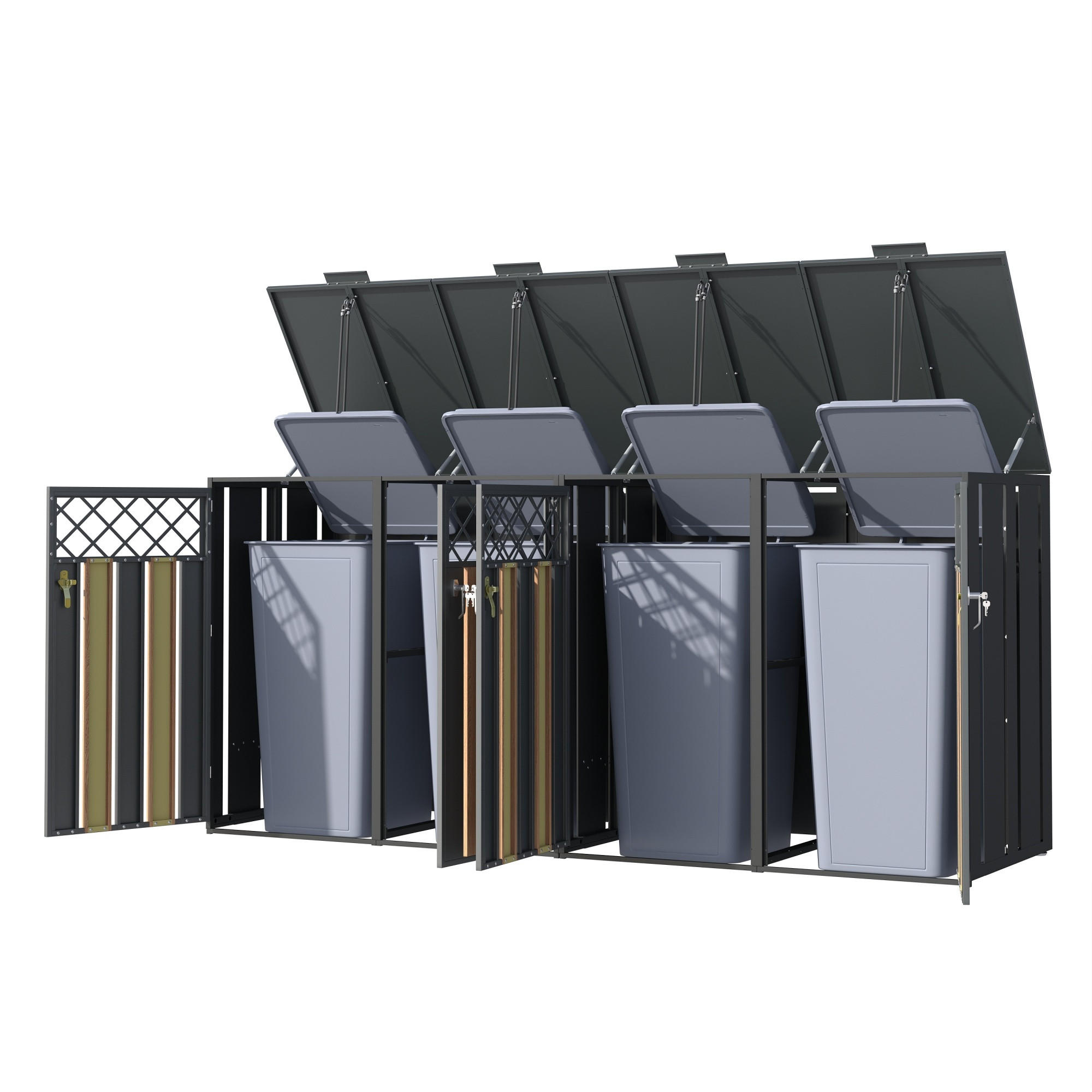 MÜLLTONNENBOX 2 Türen abschließbar Klappdeckel Lüftung - Multicolor, Metall (160/249/264cm) - FLIEKS