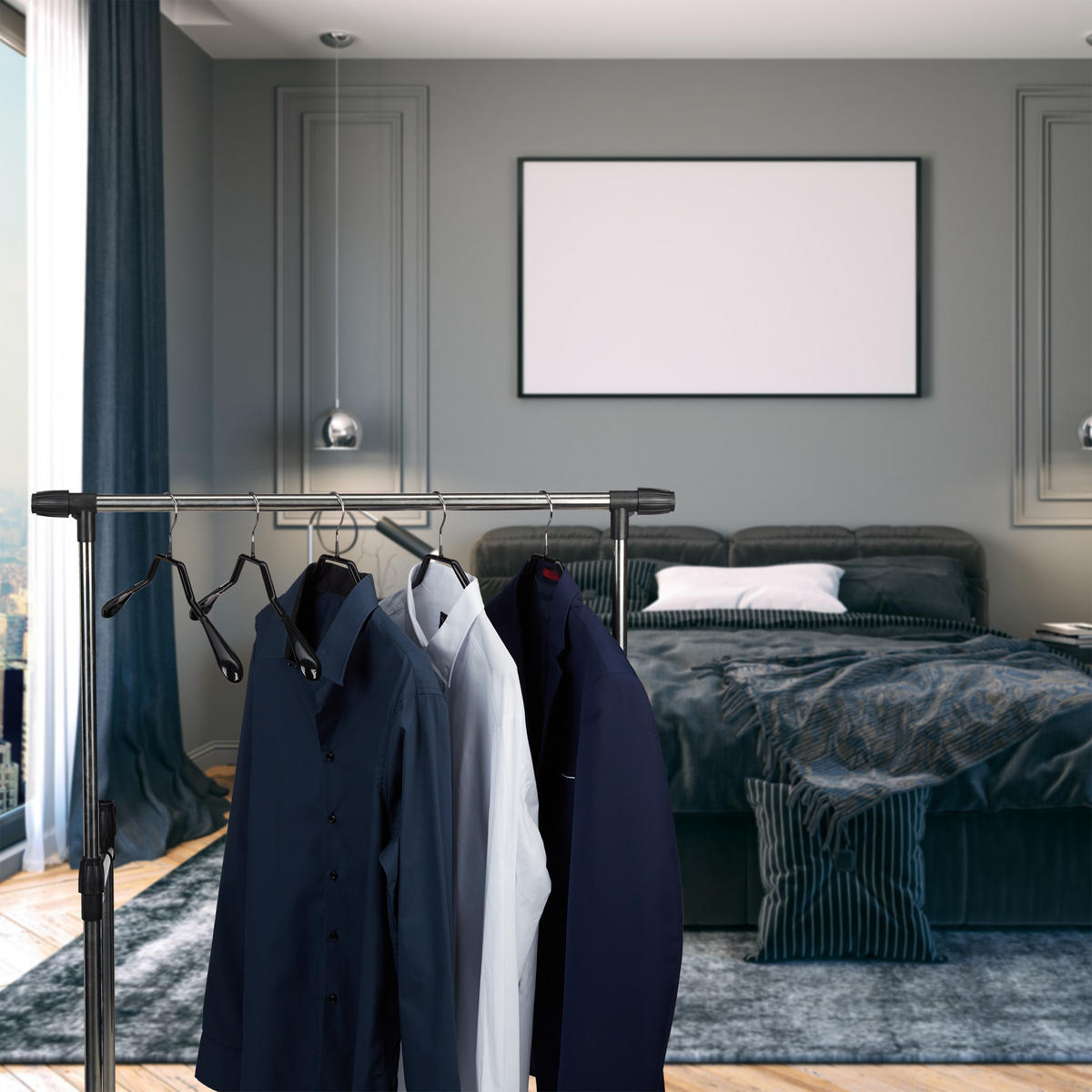 VEŠIAK na saka - čierna, kov/plast (41.5/22/3cm) - Relaxdays