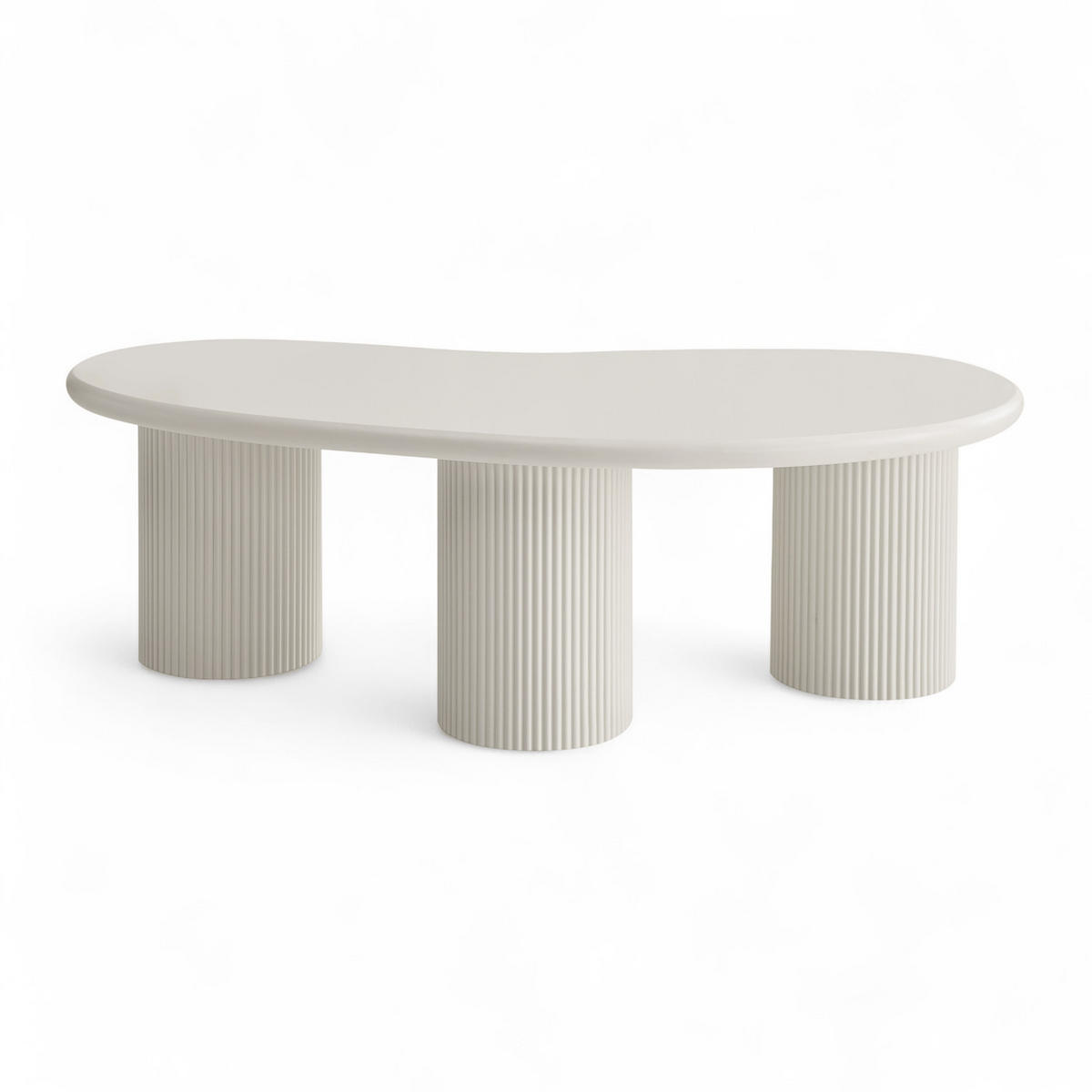 COUCHTISCH nierenform Cremeweiß 130/70/40 cm - Weiß, Holzwerkstoff (130/70/40cm) - Furnhouse