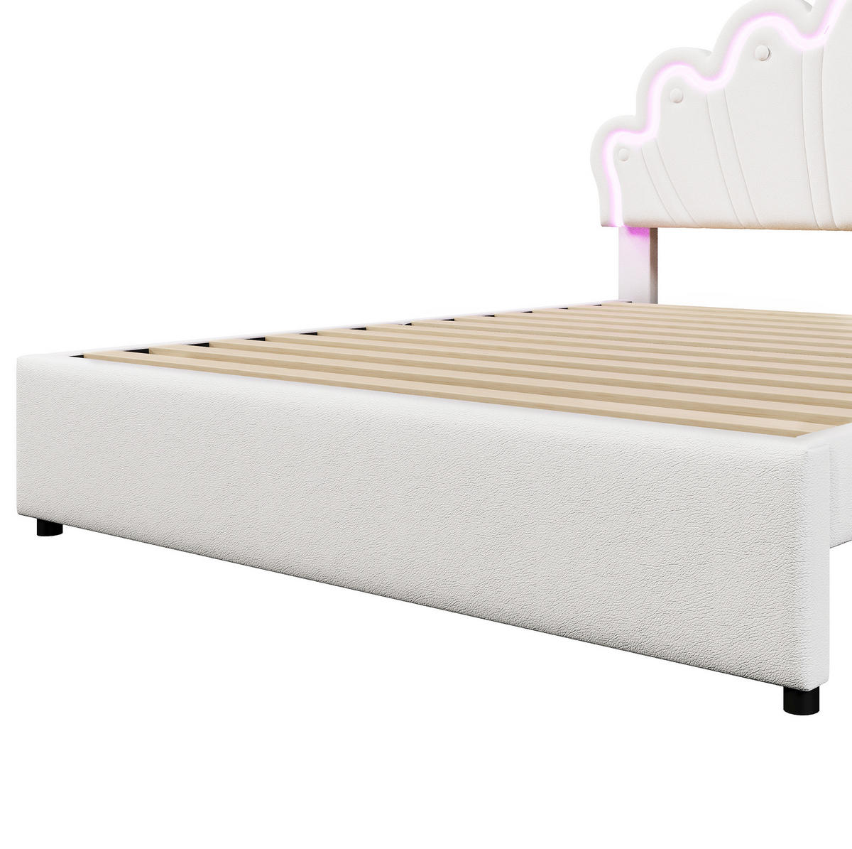 KINDERBETT Polsterbett 140/200 cm aus PU mit verstellbarem Kopfteil und LED-Ambientelicht Weiß - Weiß, Leder (140/200cm) - Modenvie