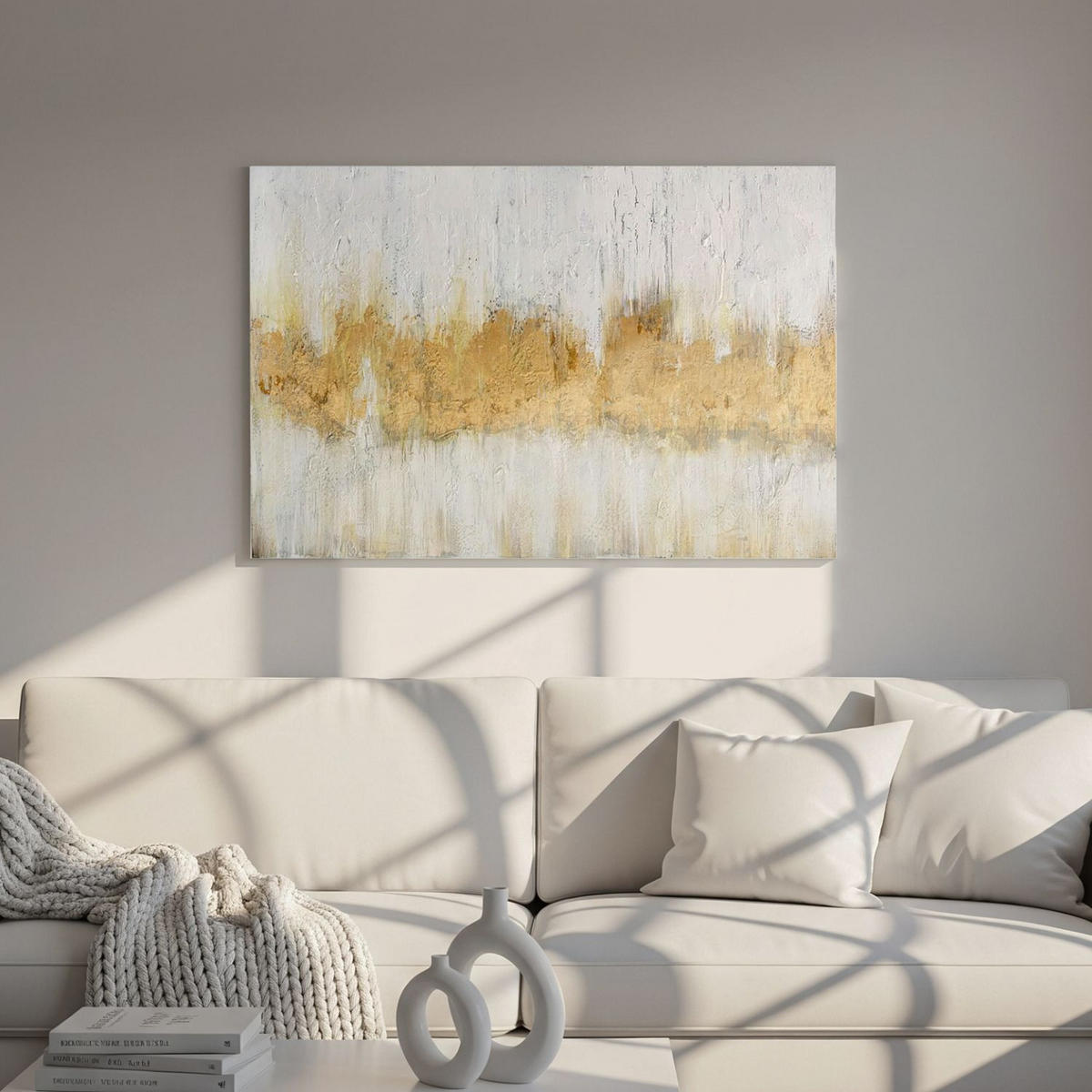 ACRYLBILD HANDGEMALT 90/60 cm - Weiß, Holz/Textil (90/60cm) - KUNSTLOFT