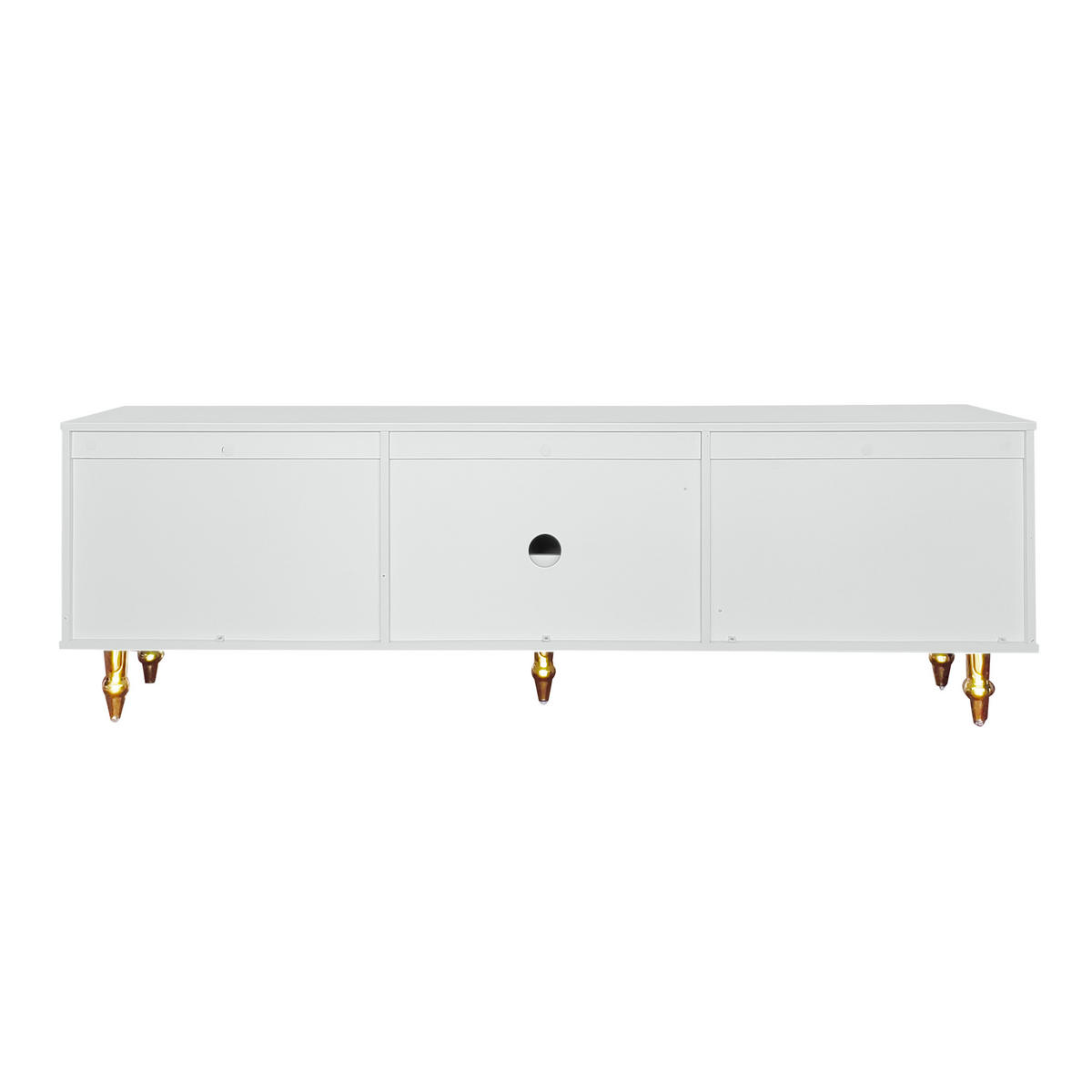 TV-SCHRANK 175/38/55,5 cm weiß mit Rattantüren und goldenen Griffen - Weiß, Holzwerkstoff (175/55.5/38cm) - OKWISH