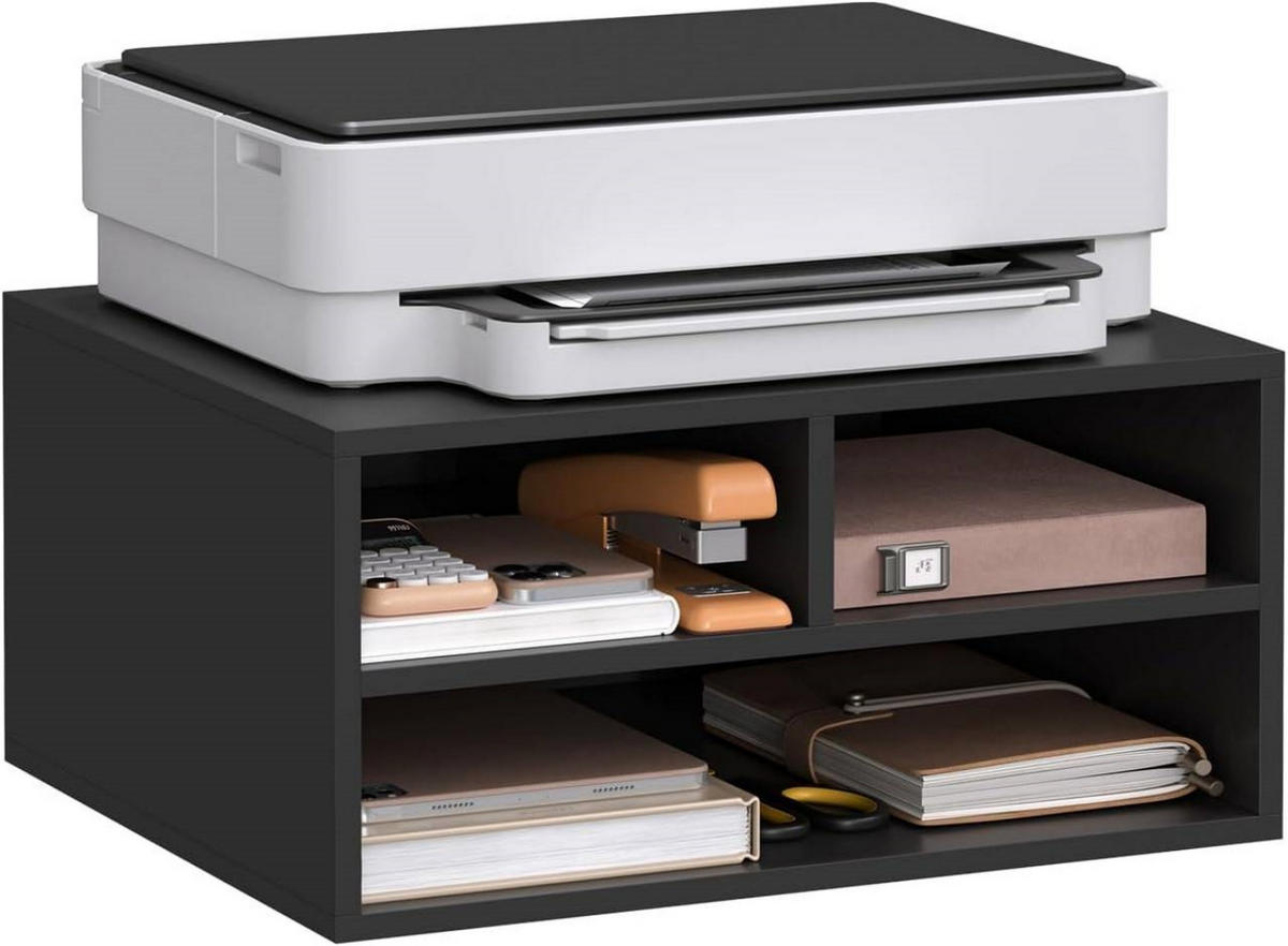 AKTENREGAL mit 3 Fächern,Druckerschrank, 47x22,5x40 cm, Schwarz - Schwarz, Holzwerkstoff (40/47/22.5cm) - Woltu