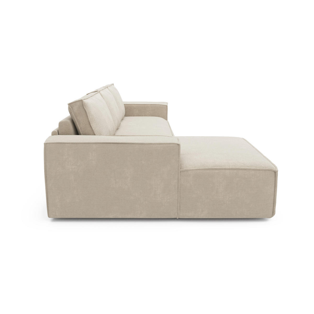 ECKSOFA LINKS Samt Creme 302cm - Creme, Textil (165/302cm) - Sia Home