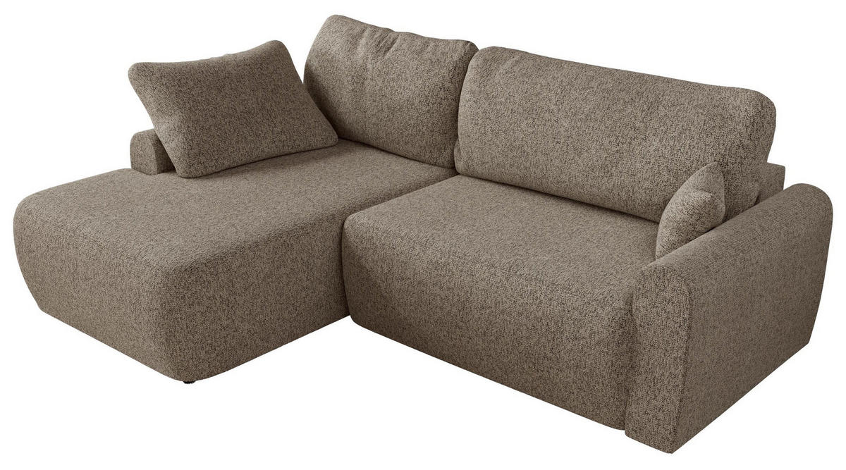 ECKSCHLAFSOFA CUBO L Dunkelbeige Struktur - links - Beige/Schwarz, Kunststoff/Textil (273/187cm) - MKS