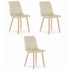 ESSZIMMERSTUHL 3er Set Velours Hellbeige, gepolsterte Sitzfläche, Metallfüße in Holzoptik, Modernes Design - Beige, Textil (46/86/56cm) - Best For Home
