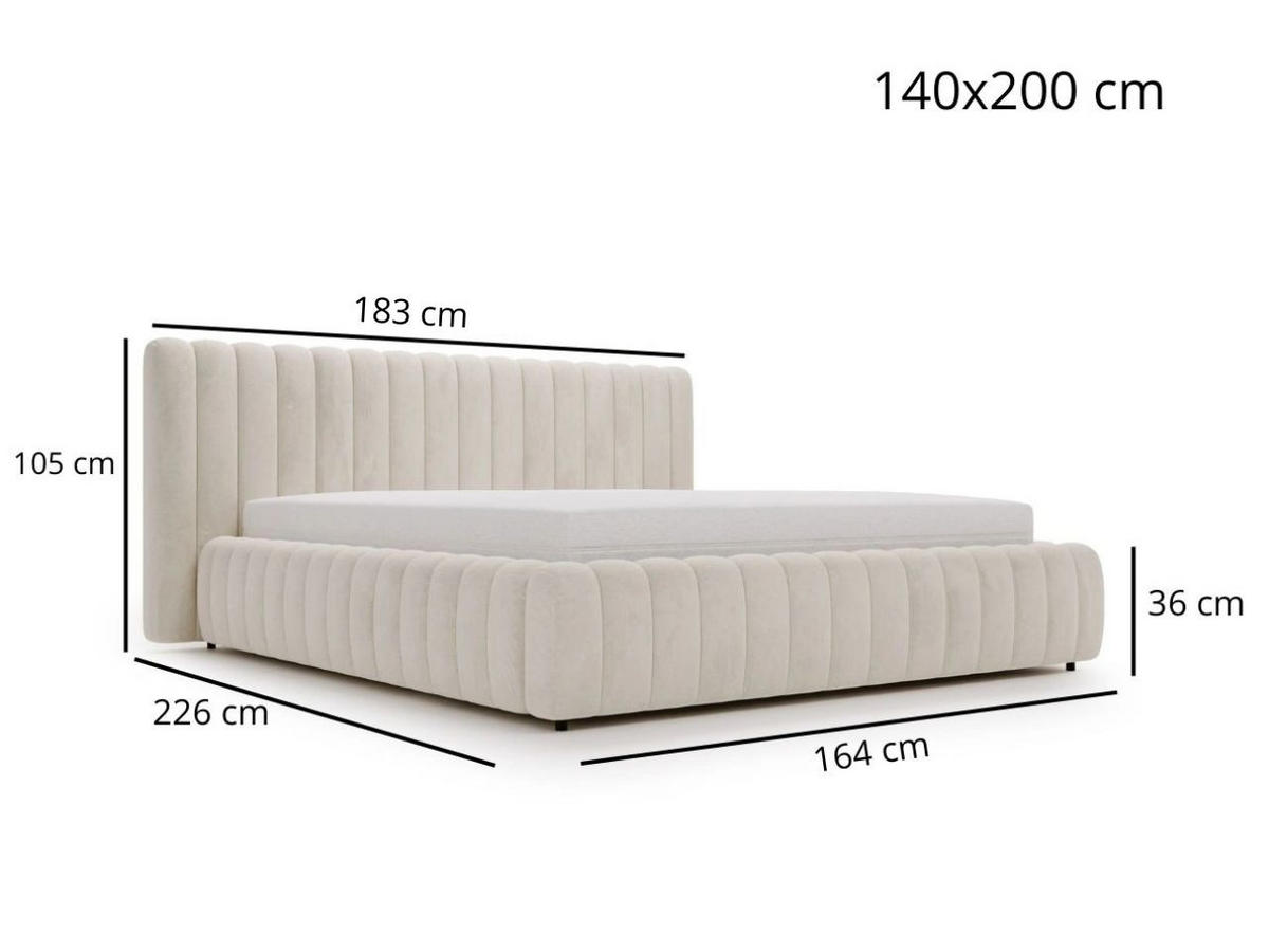POLSTERBETT Bliss 140x200 Beige - Beige, Textil (140/200cm) - Graingold