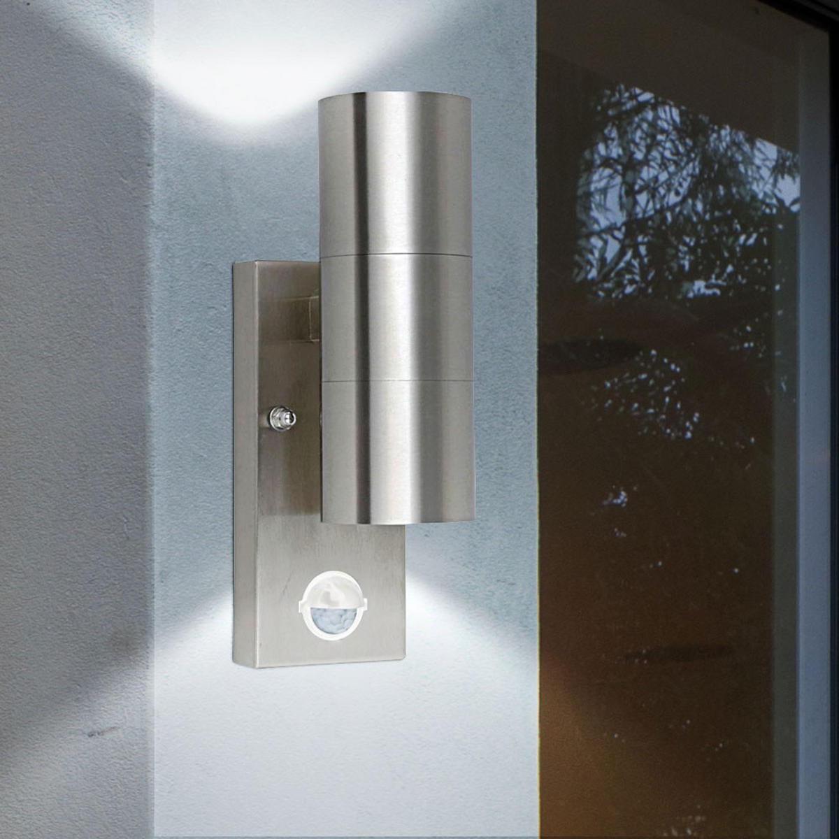 LED AUSSEN-WANDLEUCHTE Edelstahl Silber - Silberfarben, Glas/Metall (7.2/22.5/11cm)