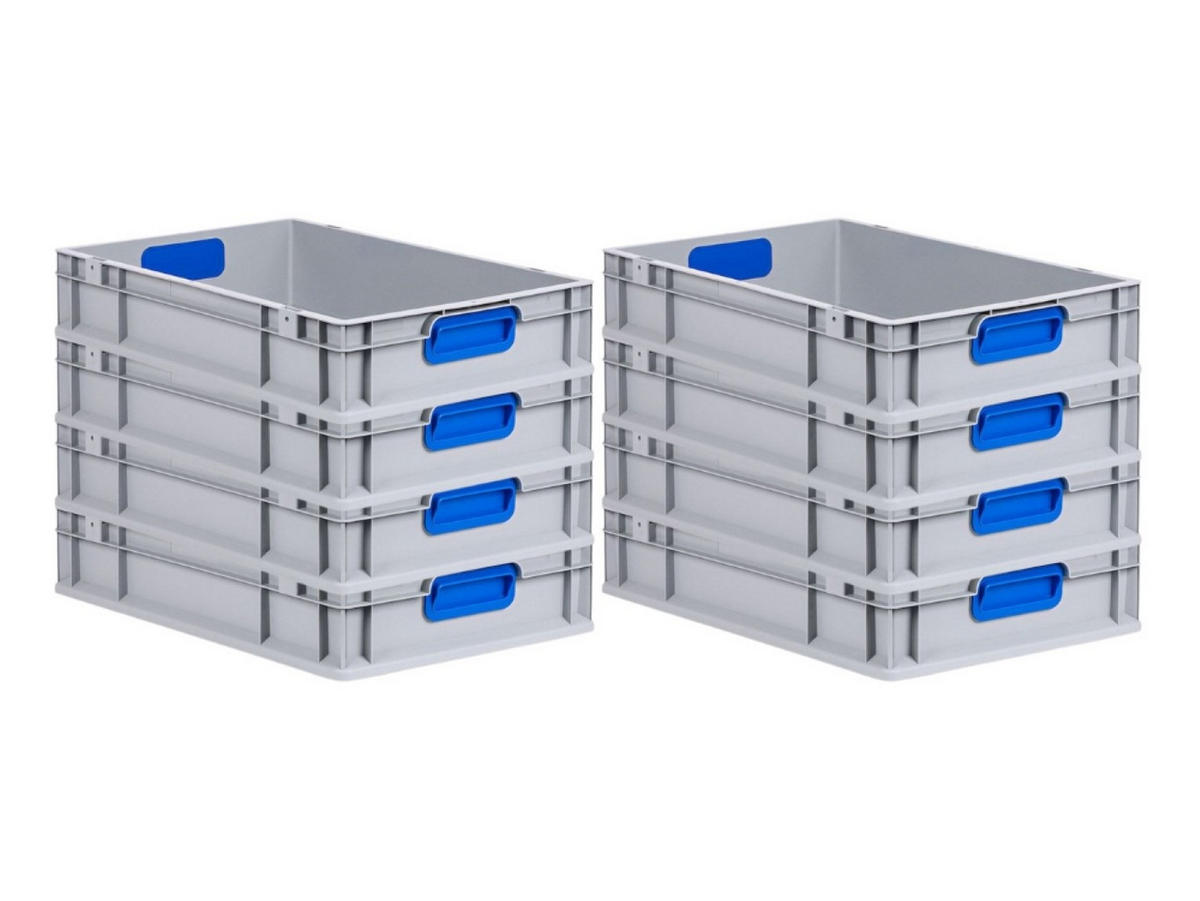 EUROBOX 8x Nextgen Color 12x40x60cm 23 Liter Griffe Blau Geschlossen - Blau, Kunststoff (40/12/60cm) - PROREGAL
