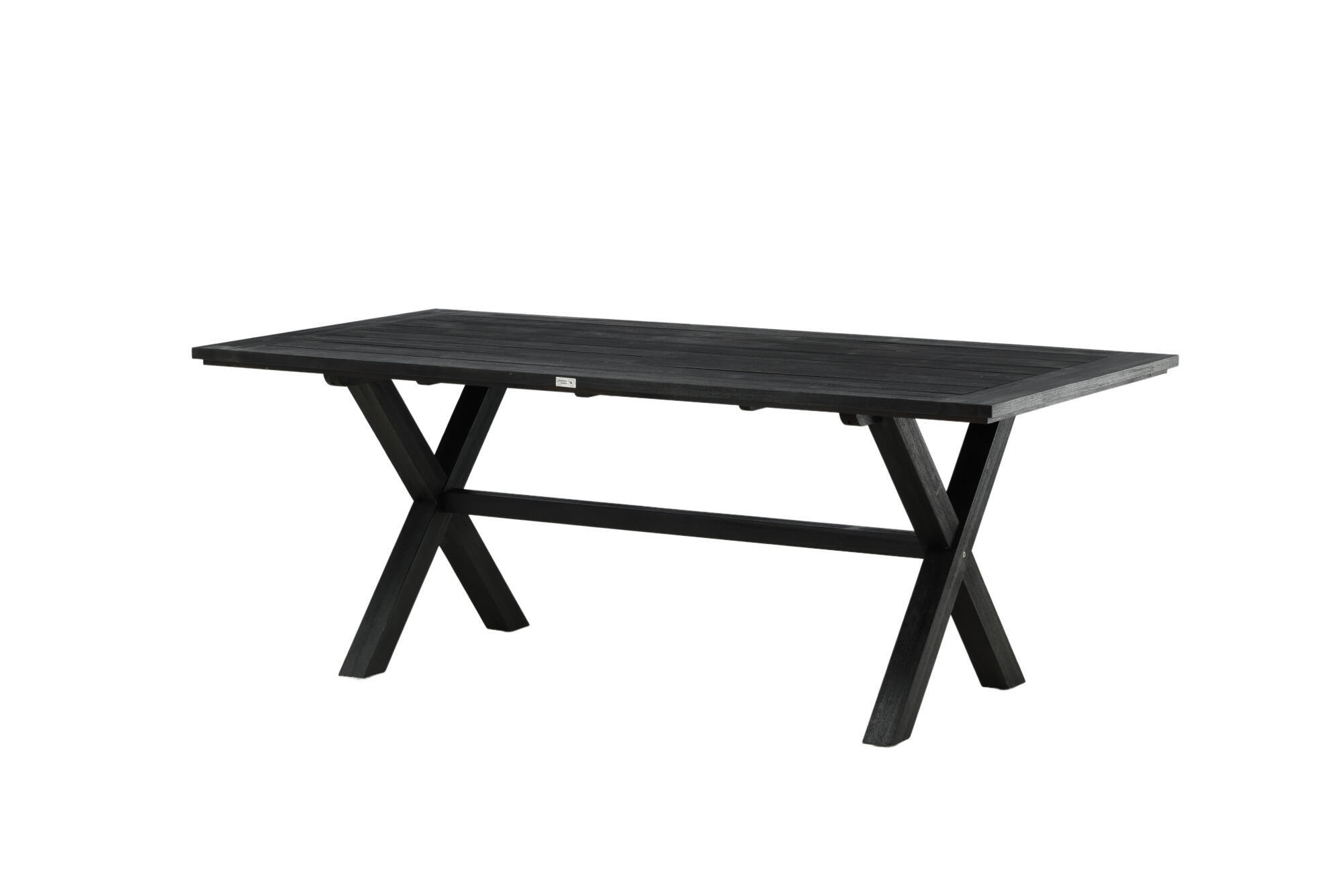 GARTENESSTISCH RIVES Schwarz 100x200x75 cm - Schwarz, Holz (200/100/75cm) - FURNLUX
