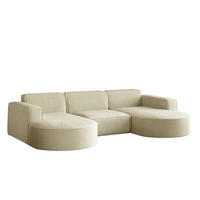 ECKSOFA, Modena U-Form, Stoff Quelle, Beige - Beige, Holz (299/165cm) - Kaiser Möbel