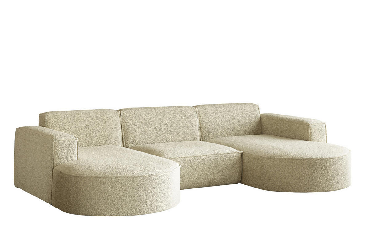 ECKSOFA, Modena U-Form, Stoff Quelle, Beige - Beige, Holz (299/165cm) - Kaiser Möbel