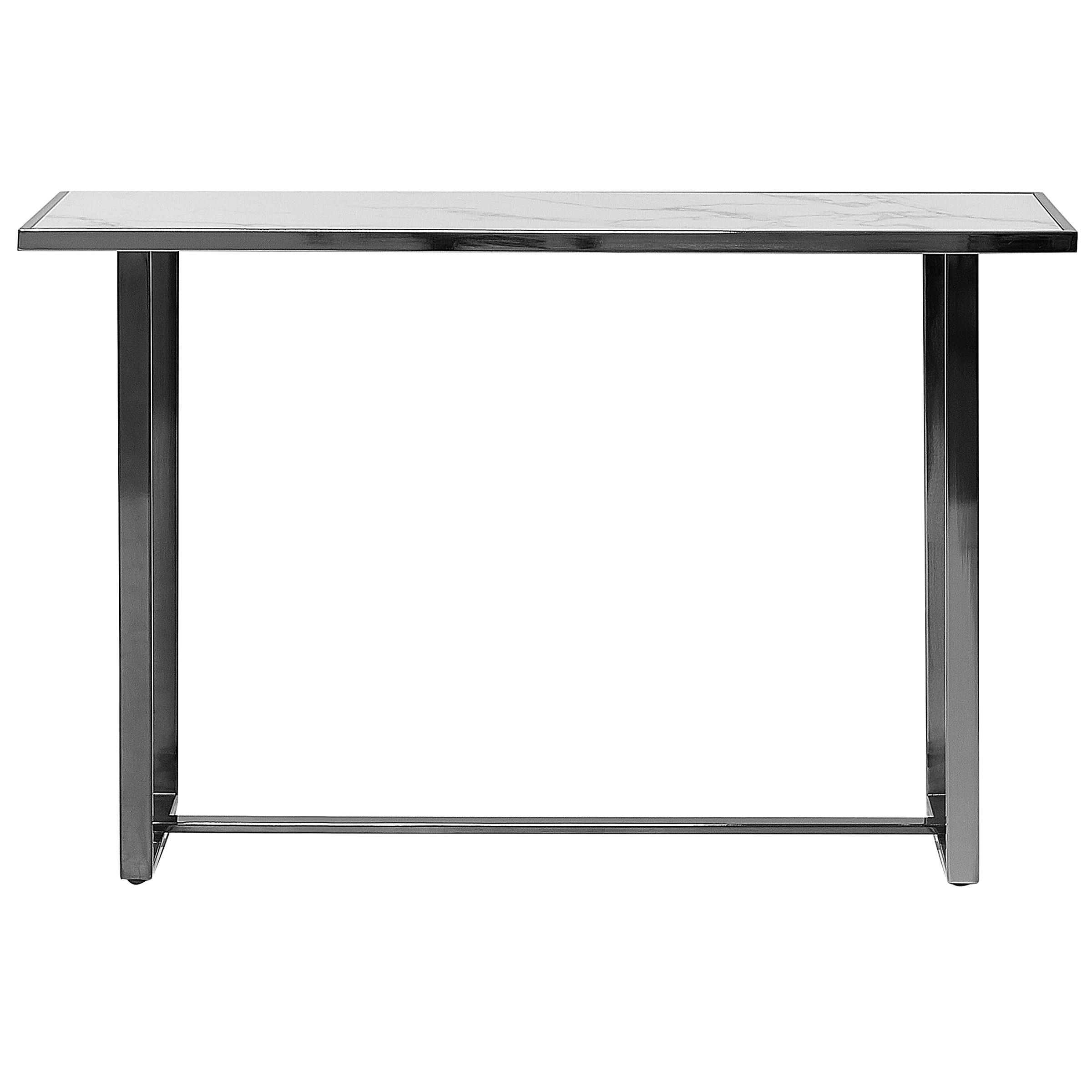 KONSOLENTISCH Marmor Optik weiß/silber Plano - Silberfarben/Weiß, Glas (40/120/77cm) - Beliani