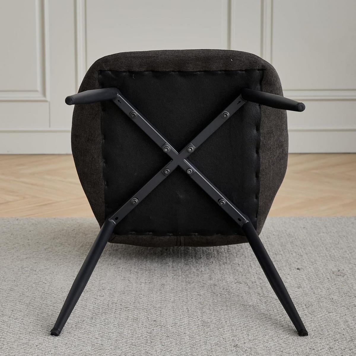 ESSZIMMERSTUHL 8er-Set Leinen-Diamantgewebe Schwarz - Schwarz, Textil (43/86/47.5cm)
