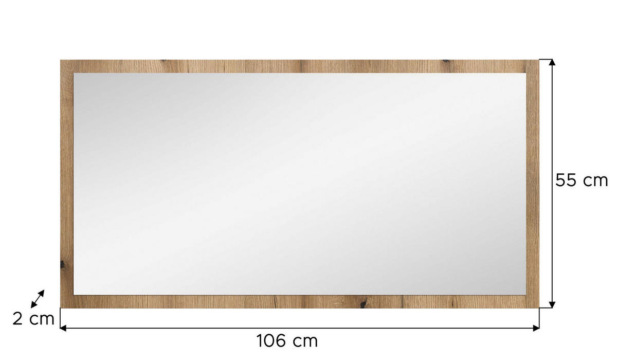 SPIEGEL Luv (B/H/T: ca. 106/55/2 cm) in Evoke Oak Nachbildung/Spiegelglas - Eichefarben, Glas (106/55/2cm)