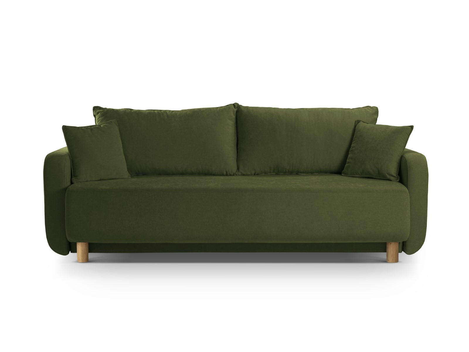 SOFA ausklappbar mit Bettkasten Elen aus strukturiertem Stoff grün 3 Sitzplätze - Grün, Textil (231/86/106cm) - Micadoni
