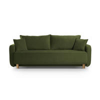 SOFA ausklappbar mit Bettkasten Elen aus strukturiertem Stoff grün 3 Sitzplätze - Grün, Textil (231/86/106cm) - Micadoni