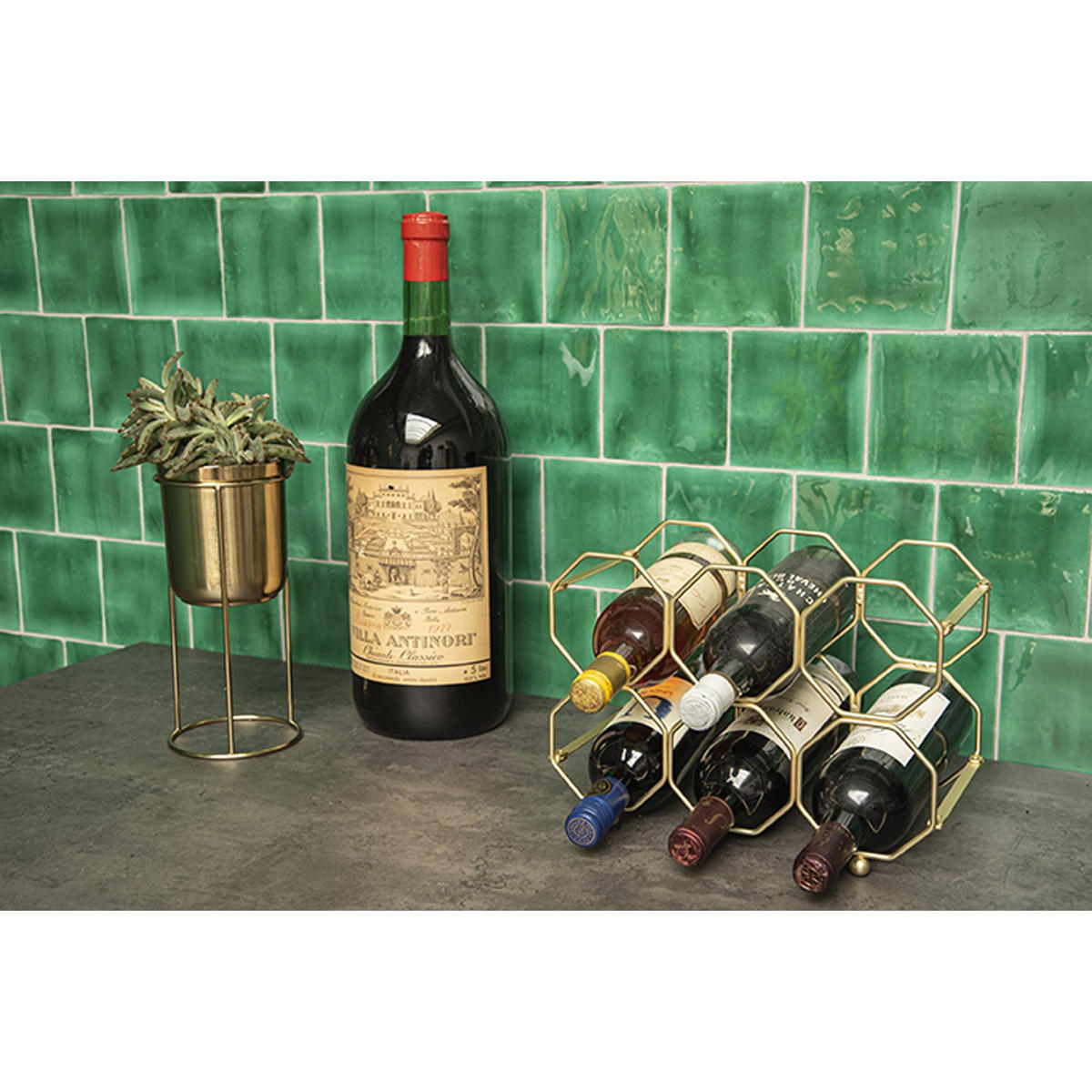 WEINREGAL Honeycomb Gold 16.5/31/22 cm - Goldfarben, Metall (31/22/16.5cm) - Present Time