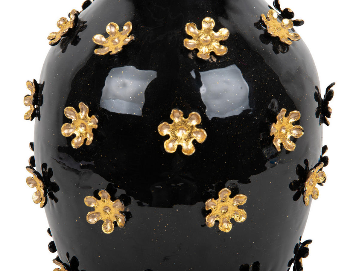 VASE Golden Flowers 24/24/30 cm - Schwarz, Metall (30cm) - Present Time
