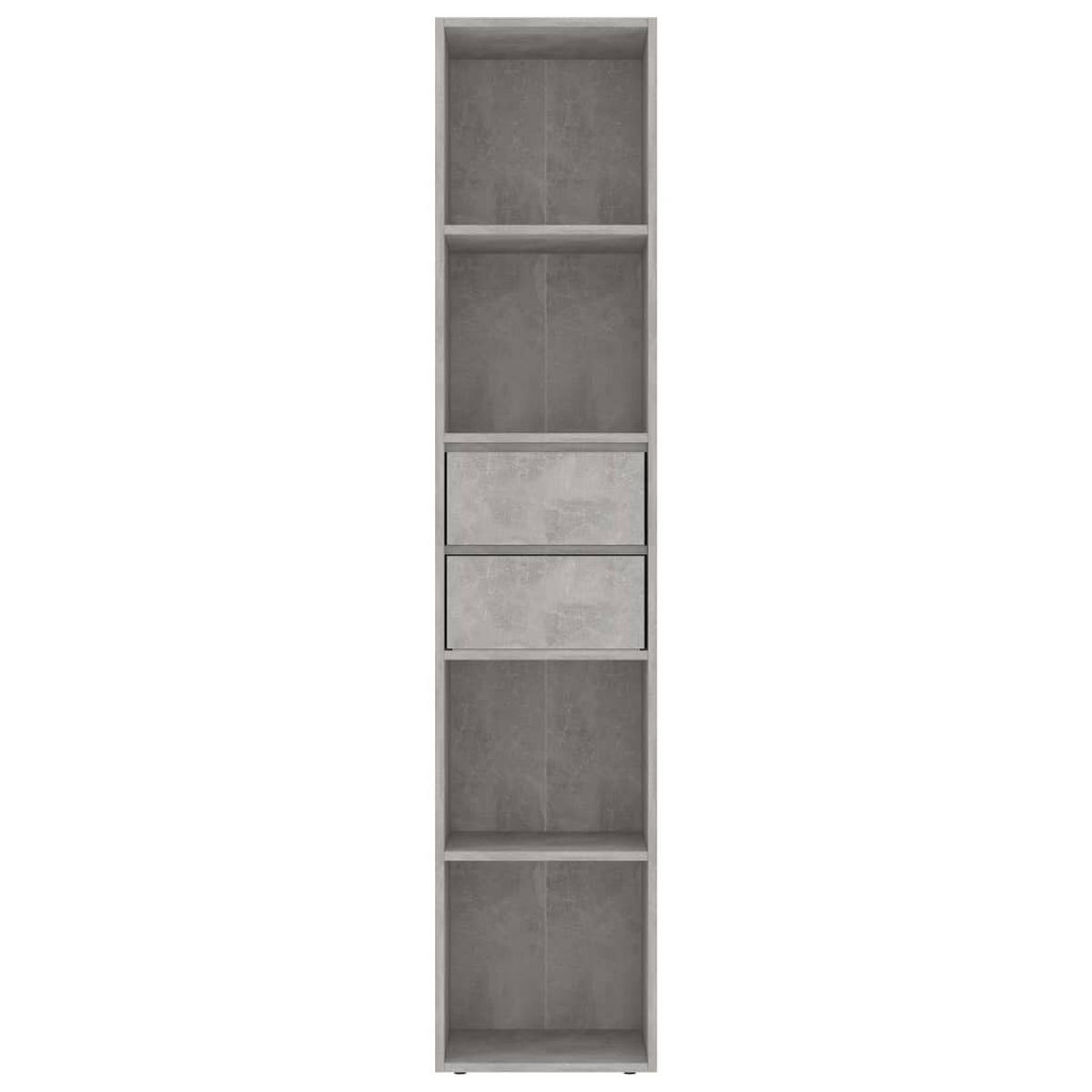 BÜCHERREGAL mit 4 Fächern, 2 Schubladen 36/30/171 cm aus Holzwerkstoff Betongrau - Hellgrau, Holz (36/171/30cm) - vidaXL