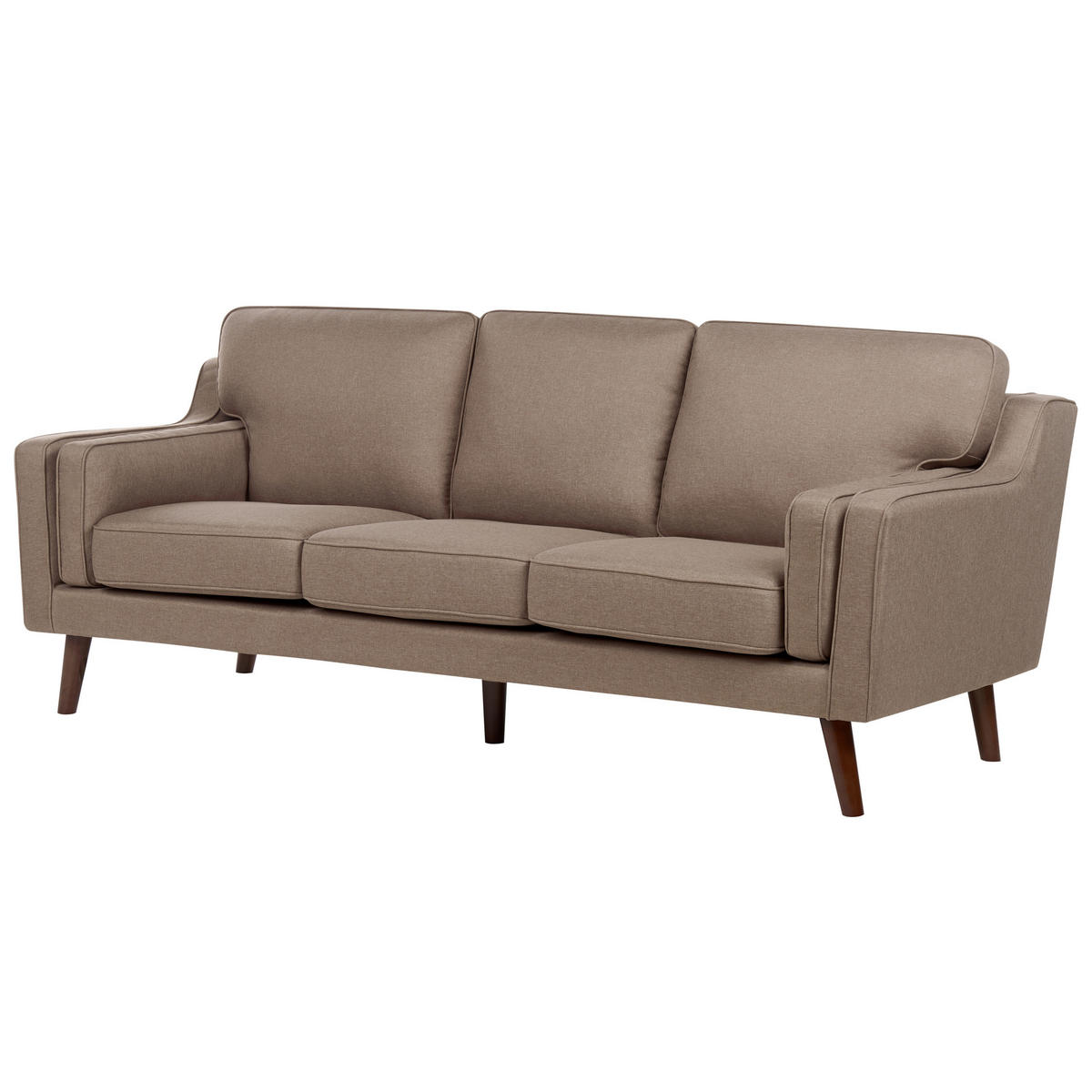 3-SITZER-SOFA hellbraun Lokka - Hellbraun/Braun, Textil (204/85/83cm) - Beliani