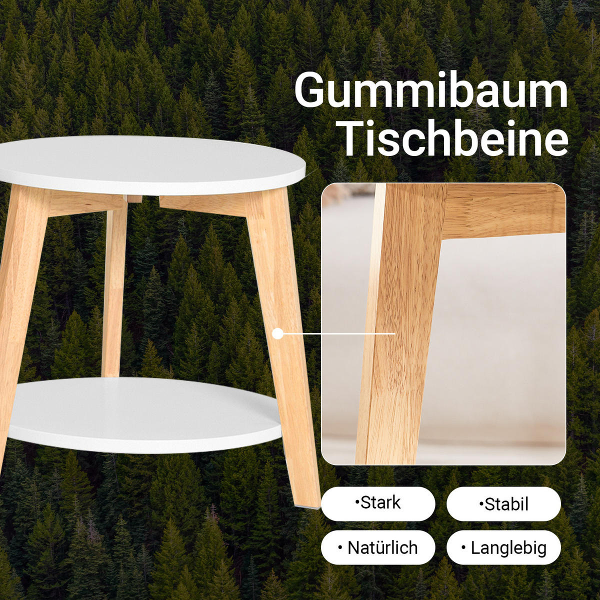 COUCHTISCH-SET 2 Tische, rund, Weiß, Ø50 und Ø40 cm, auch als Beistelltisch, Ablage unten, Holzbeine, Wohnzimmer & Schlafzimmer - Weiß, Holzwerkstoff (46/50/45cm) - SoBuy
