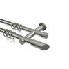 GARDINENSTANGEN-SET Platon Verano 280 cm (geteilt in 2 x 140 cm), 2-läufig, 20 mm Ø Edelstahl-Optik - Edelstahlfarben/Silberfarben, Metall (280cm) - INTERDECO