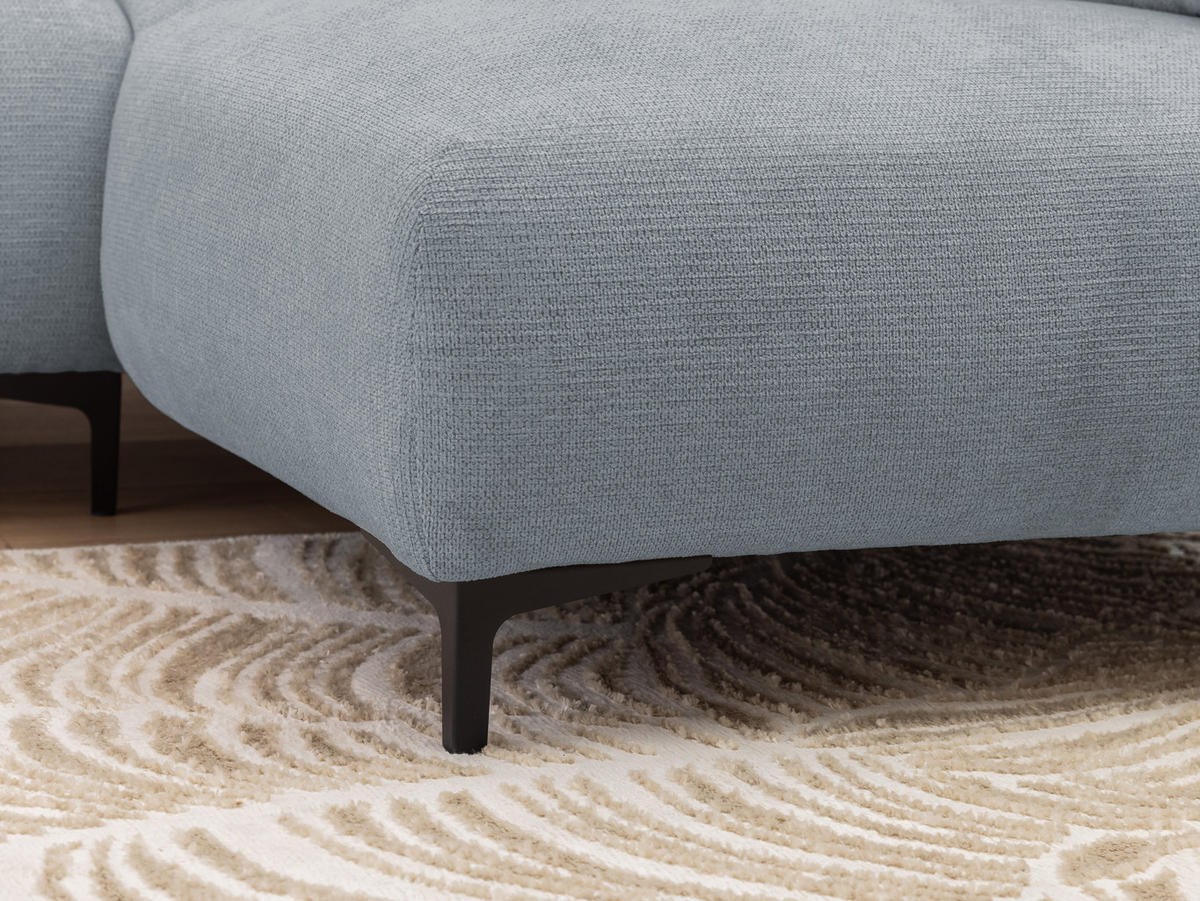 ECKSOFA Cardea in Bubble-Optik aus weichem Grau Strukturstoff mit hohem Sitzkomfort - Ottomane rechts - Schwarz/Grau, Holz/Textil (230/170cm) - S-Style Möbel