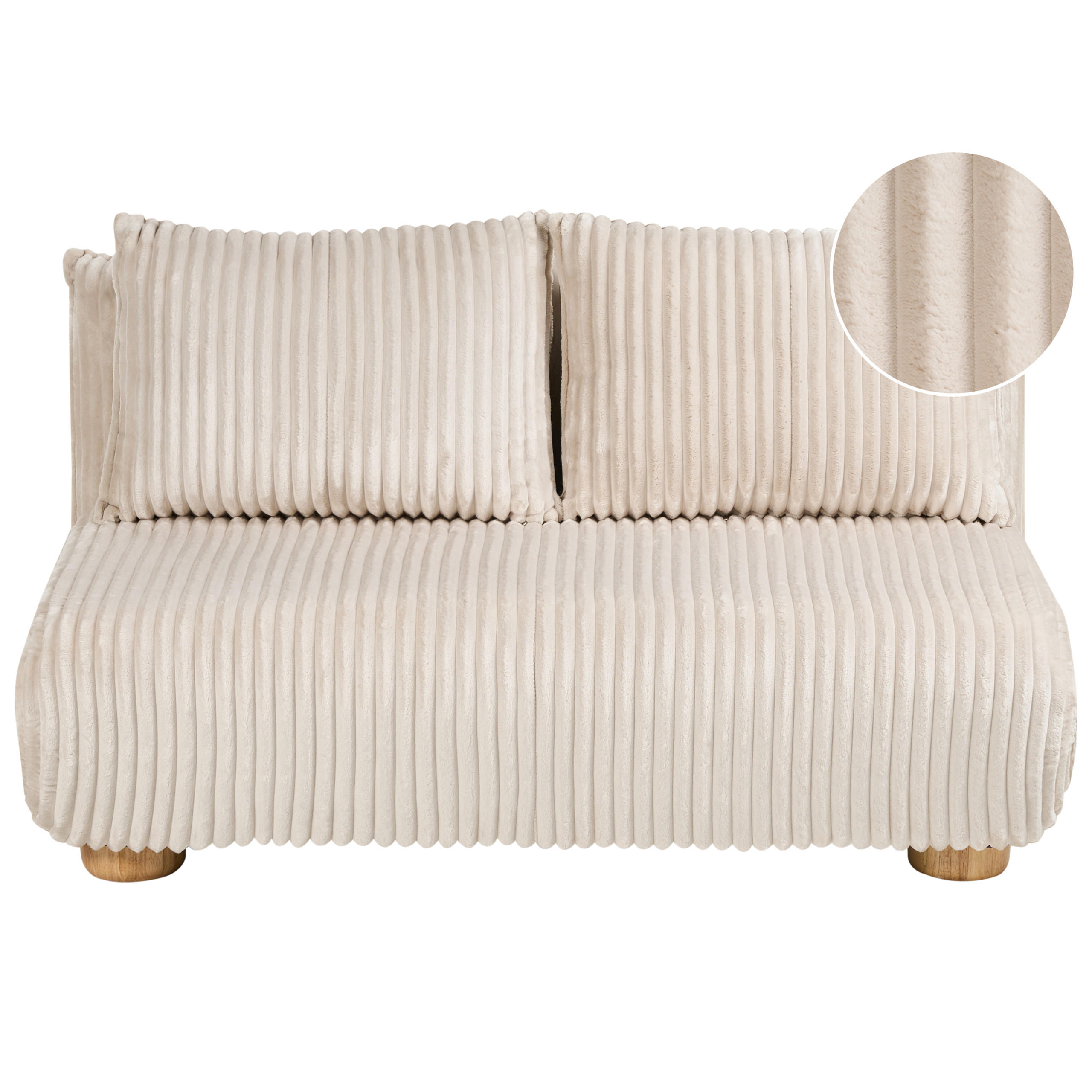 SCHLAFSOFA 2-Sitzer Cord Cremeweiß Abisko - Creme, Textil (140/80/82cm) - Beliani