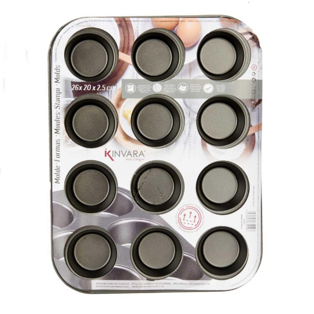 BACKFORM Metall für 12 Muffins Mold - Schwarz, Metall (26/2/20cm) - Kinvara