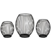 KERZENHALTER 3er-Set, schwarz, Stahl - Schwarz, Metall (8.9/10.7/10cm) - bremermann