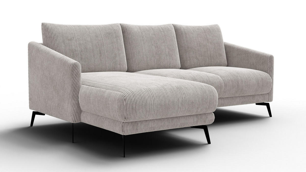 ECKSOFA VILT 3-Sitzer, perlweiß - Schwarz/Weiß, Holzwerkstoff/Textil (221/156cm) - Courtois Laville