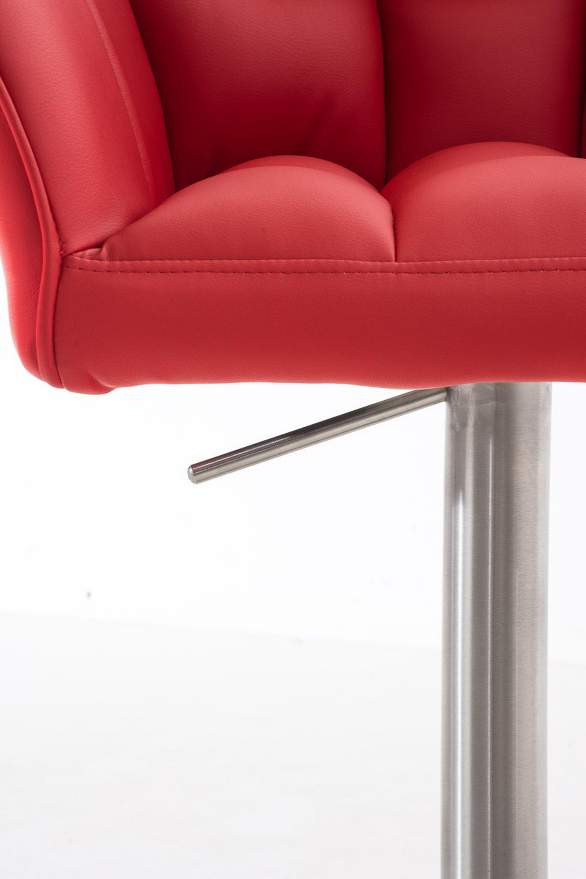 BARHOCKER Sihar Kunstleder Rot Silber - Rot, Leder/Metall (64/88/45cm) - DELUKE
