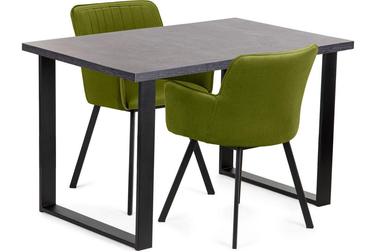 ESSTISCH CETO rechteckig Loft-Stile, grau - Schwarz/Grau, Holz/Metall (80/125/77cm) - KONSIMO®